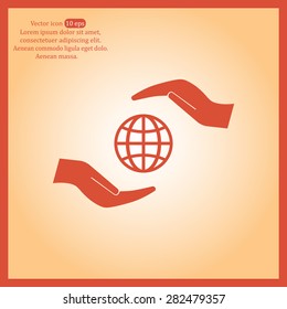 Earth insurance web icon. vector design