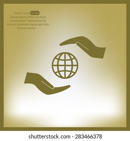 Earth insurance web icon. vector design