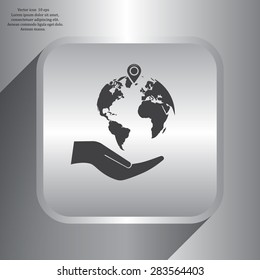 Earth insurance web icon. vector design