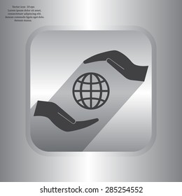 Earth insurance web icon. vector design
