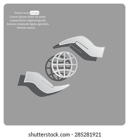 Earth insurance web icon. vector design