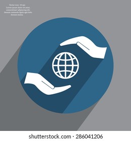 Earth insurance web icon. vector design