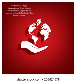 Earth insurance web icon. vector design