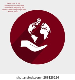 Earth insurance web icon. vector design