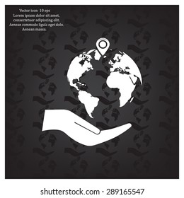 Earth insurance web icon. vector design