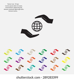 Earth insurance web icon. vector design