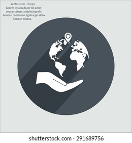 Earth insurance web icon. vector design