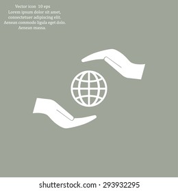 Earth insurance web icon. vector design
