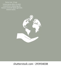 Earth insurance web icon. vector design