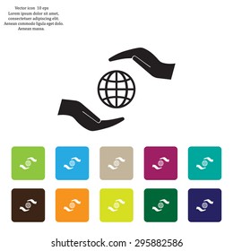 Earth insurance web icon. vector design