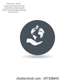Earth insurance web icon. vector design
