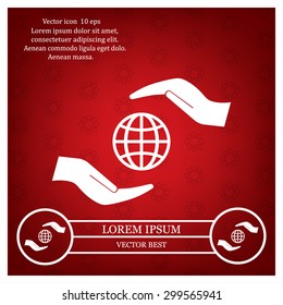 Earth insurance web icon. vector design