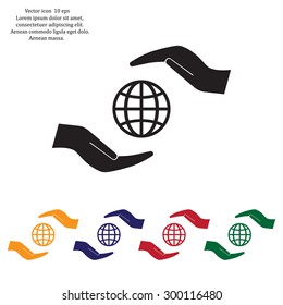 Earth insurance web icon. vector design