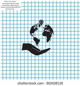 Earth insurance web icon. vector design