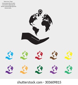 Earth insurance web icon. vector design