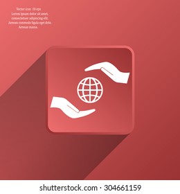 Earth insurance web icon. vector design