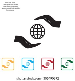 Earth insurance web icon. vector design