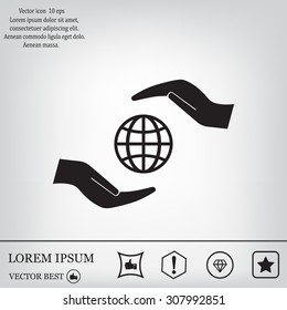 Earth insurance web icon. vector design