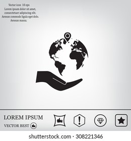 Earth insurance web icon. vector design