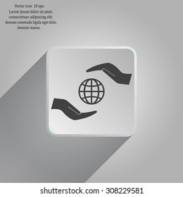 Earth insurance web icon. vector design