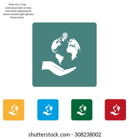 Earth insurance web icon. vector design