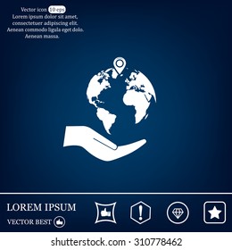 Earth insurance web icon. vector design