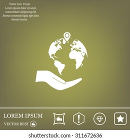 Earth insurance web icon. vector design