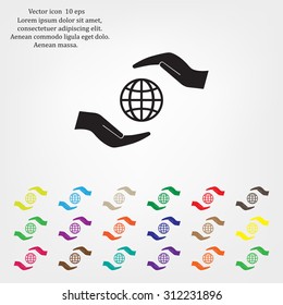 Earth insurance web icon. vector design