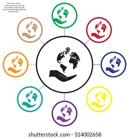 Earth insurance web icon. vector design