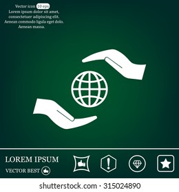 Earth insurance web icon. vector design
