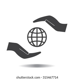 Earth insurance web icon. vector design