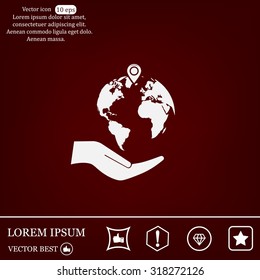 Earth insurance web icon. vector design