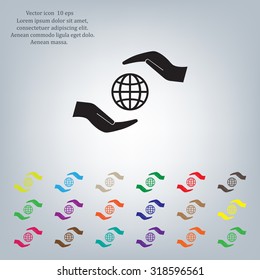 Earth insurance web icon. vector design