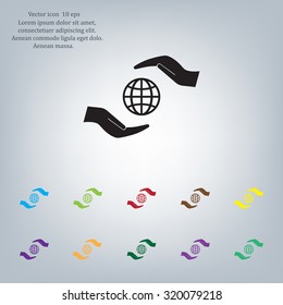 Earth insurance web icon. vector design