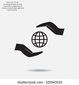 Earth insurance web icon. vector design