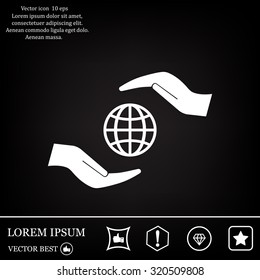 Earth insurance web icon. vector design