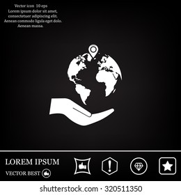 Earth insurance web icon. vector design