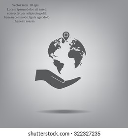 Earth insurance web icon. vector design