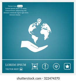 Earth insurance web icon. vector design