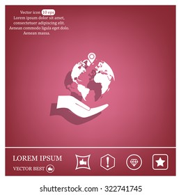 Earth insurance web icon. vector design