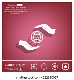 Earth insurance web icon. vector design