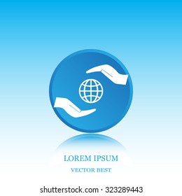 Earth insurance web icon. vector design
