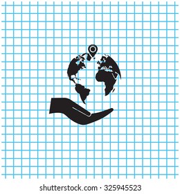 Earth insurance web icon. vector design