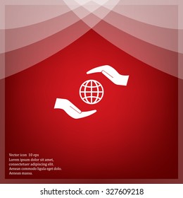 Earth insurance web icon. vector design
