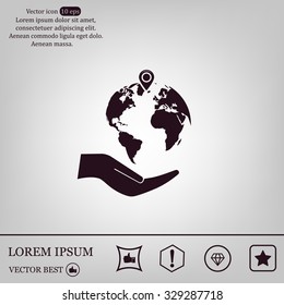 Earth insurance web icon. vector design