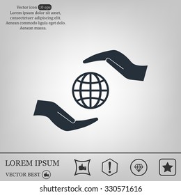 Earth insurance web icon. vector design