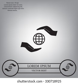 Earth insurance web icon. vector design