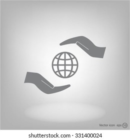 Earth insurance web icon. vector design