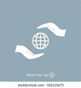 Earth insurance web icon. vector design