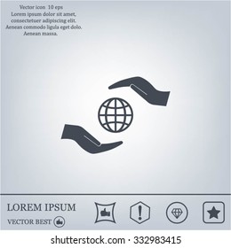 Earth insurance web icon. vector design